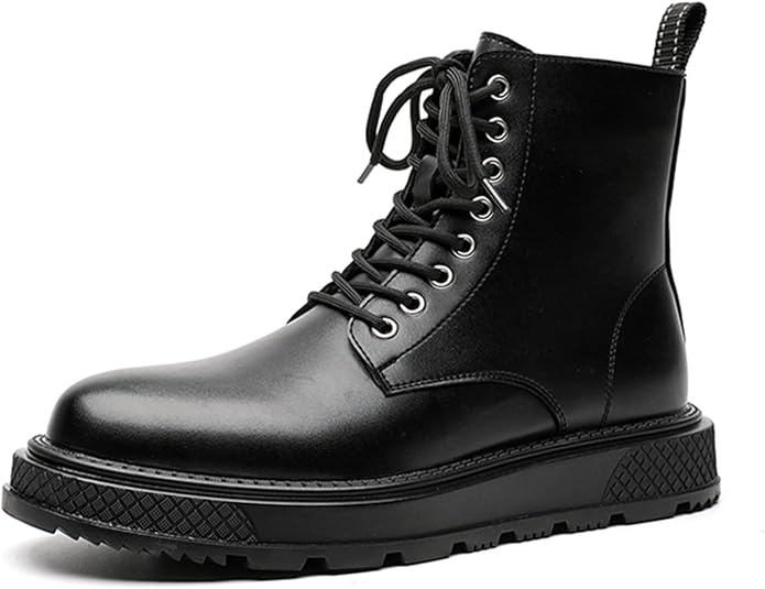 GUREITOJP] ショートブーツ バイクブーツ 厚底 メンズ 革靴 大きい